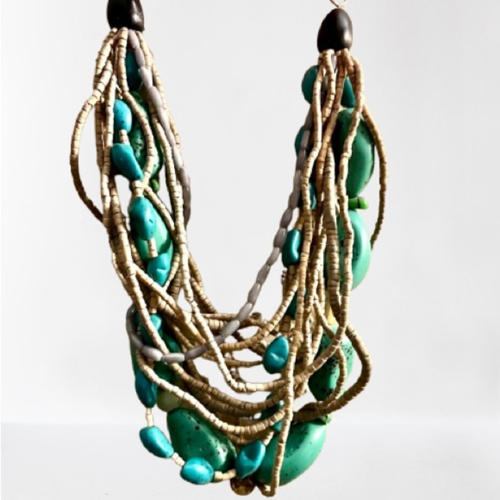 Jewelry - Chico’s Poss.Howlite Faux Turquoise Clay Boho Inspired Necklace